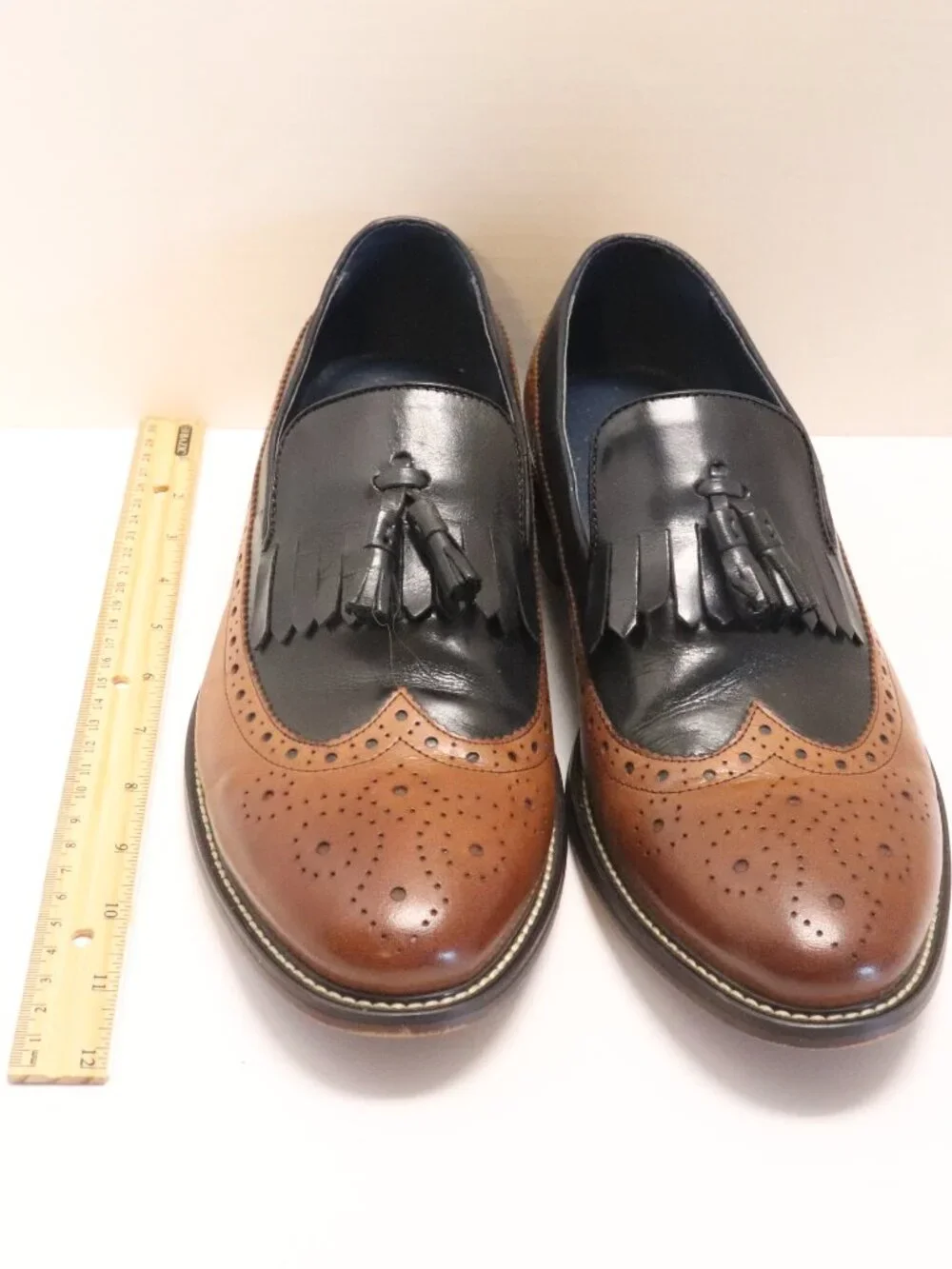 Moretti Black Label Black and Brown Tassel Dress Shoes Men Size 11